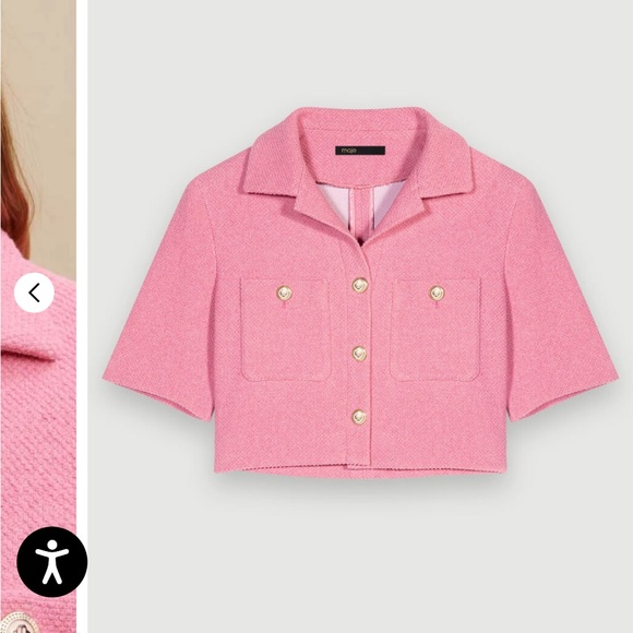Maje Jackets & Blazers - Maje Pink Cropped Tweed Jacket Size M/ 38